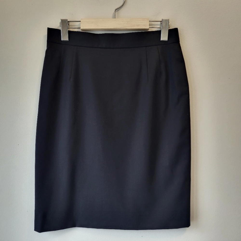 Escada Margaretha Ley Navy Wool Feminine Classic Classy Pencil Skirt